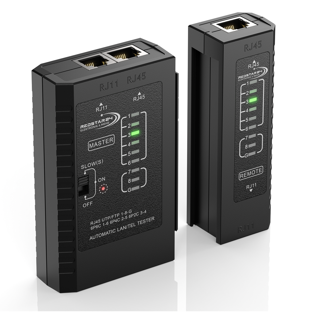 RedStar24 Netzwerktester – LAN Kabeltester für RJ45, RJ11, RJ12 & CAT6–CAT8