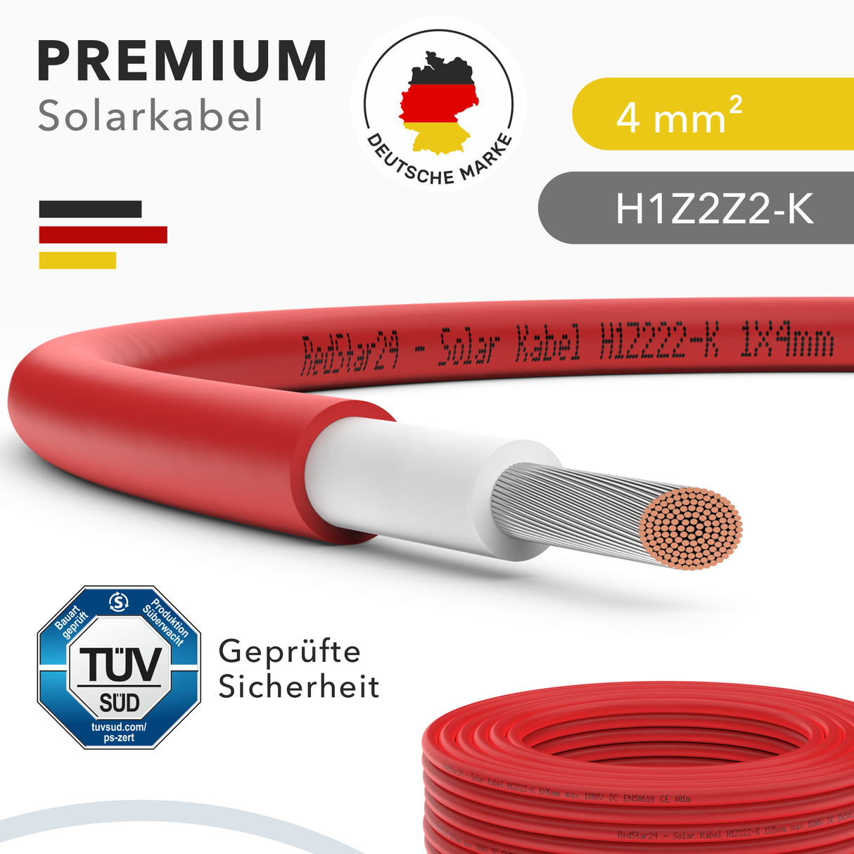 Solarkabel 4 mm² H1Z2Z2-K, rot – RedStar24