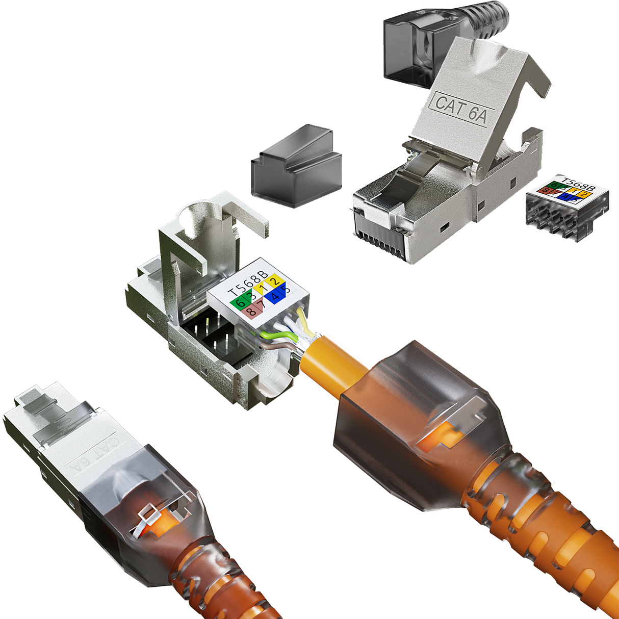 CAT6a Netzwerkstecker RJ45 geschirmt – Setgrößen 1–24 Stück