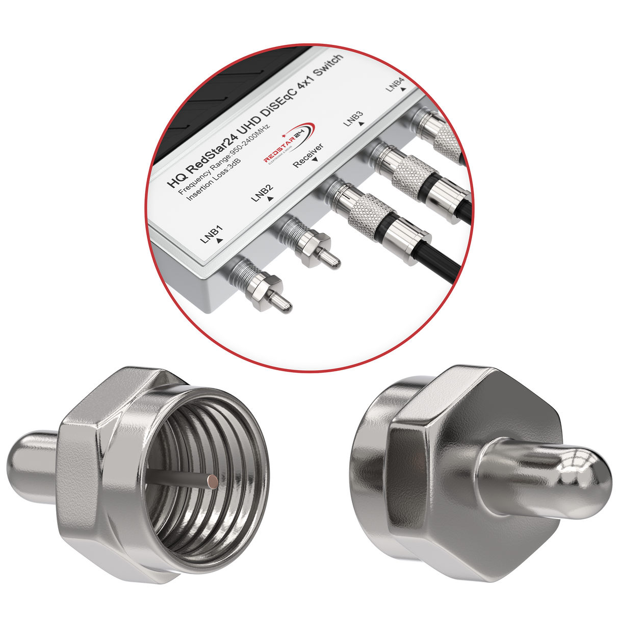 RedStar24 F-Abschlusswiderstand 75 Ohm – 10 Stück Set – Sat Koaxial Kabel Abschluss – Vollmetall, korrosionsgeschützt