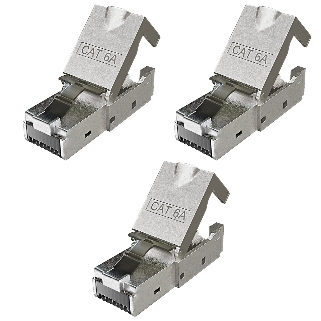 RedStar24 CAT6a Netzwerkstecker RJ45 Werkzeuglos – Geschirmt – 10 Gigabit Ethernet – für Verlegekabel – Sets 1 bis 24 Stück