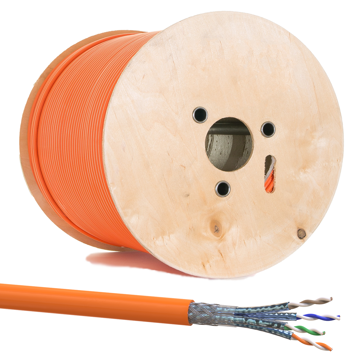 Cat7 Verlegekabel S/FTP 1000 MHz – Orange, LSZH (Eca), 23 AWG, PiMF