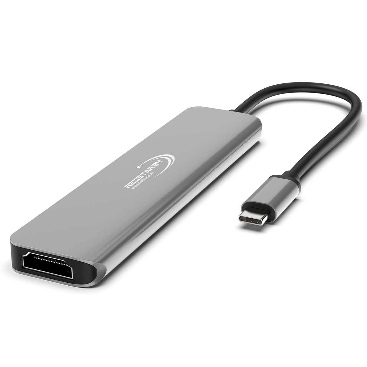 RedStar24 USB C Hub 7-in-1 Adapter – HDMI 4K, USB 3.0, MicroSD/SD, USB-C & PD 100W – Space Grau für MacBook, Laptop, Samsung, TV