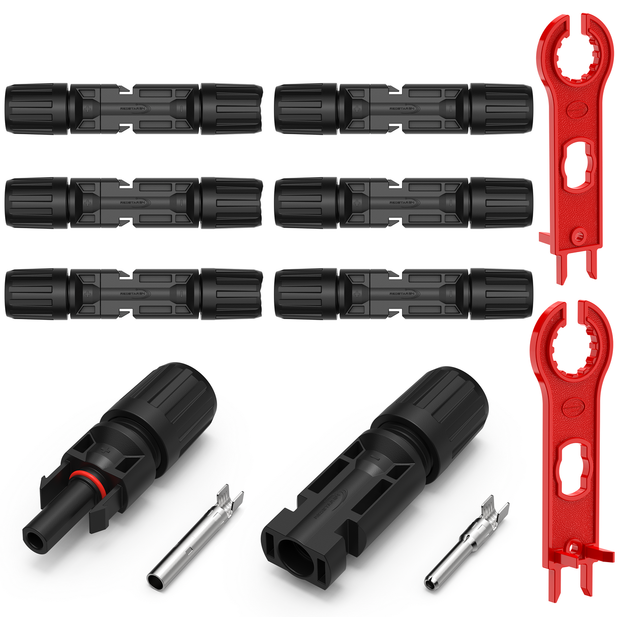 Solarstecker‑Set (m/w) für Photovoltaik – 6/10/12 Stück inkl. 2 Spanner