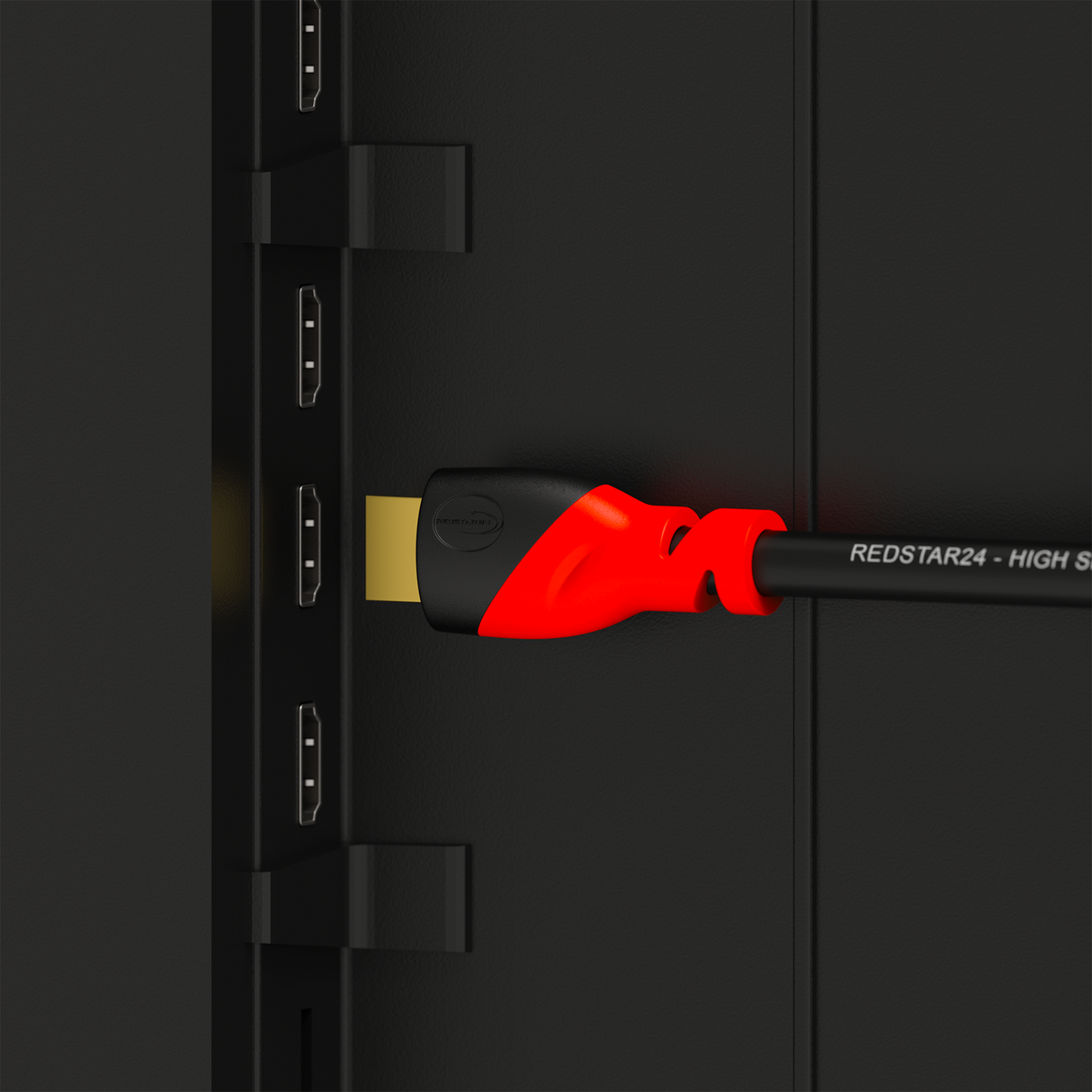RedStar24 HDMI 2.0 Kabel – 4K Ultra HD @60Hz, Dolby Atmos, DTS:X, vergoldete Anschlüsse – Schwarz/Rot – 0,5m bis 5m
