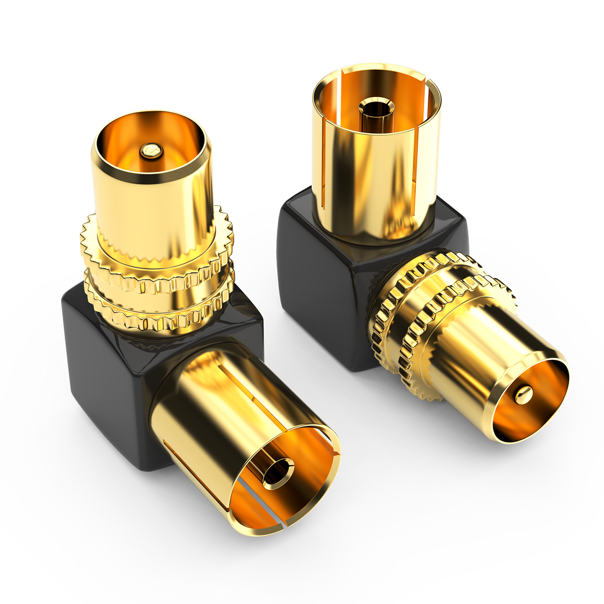 RedStar24 TV Koax Winkeladapter 90° – vergoldet – IEC Stecker auf IEC Buchse