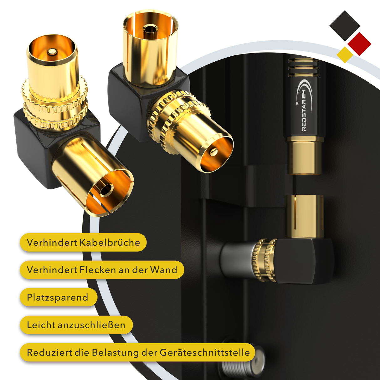 Vergoldeter TV Winkeladapter – RedStar24 Vollmetall Ausführung