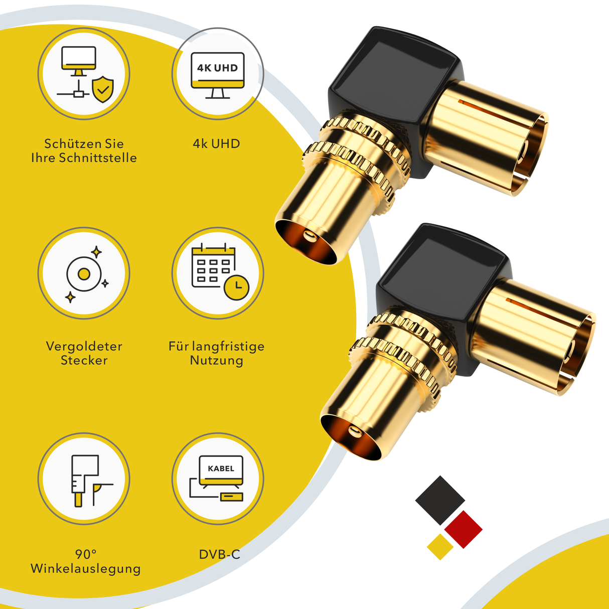 TV Koax Winkeladapter IEC Stecker-Buchse – RedStar24 Markenqualität