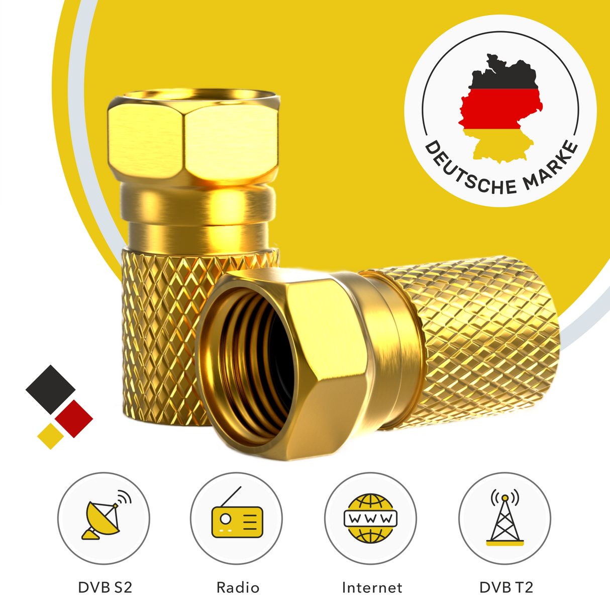 Vergoldete F-Stecker mit Gummidichtung für Außenanlagen