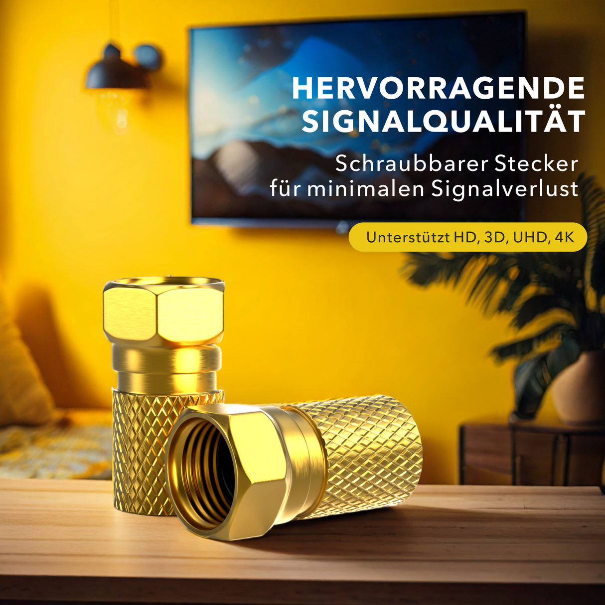 RedStar24 F-Stecker 7mm – SAT Kabel Stecker vergoldet – Koaxial Antennenstecker für TV & Receiver – 10er & 20er Pack