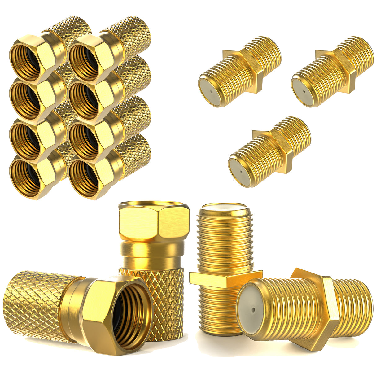 RedStar24 F-Stecker & F-Verbinder Set vergoldet für SAT Kabel