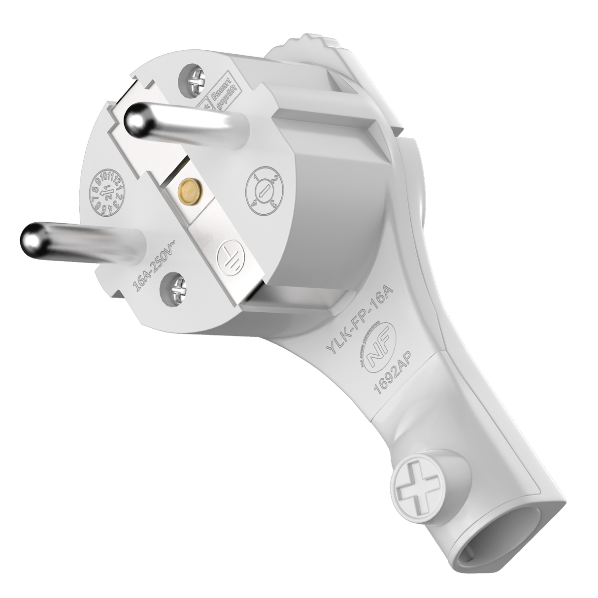 RedStar24 Schutzkontakt Winkelstecker extra flach 8 mm Weiß