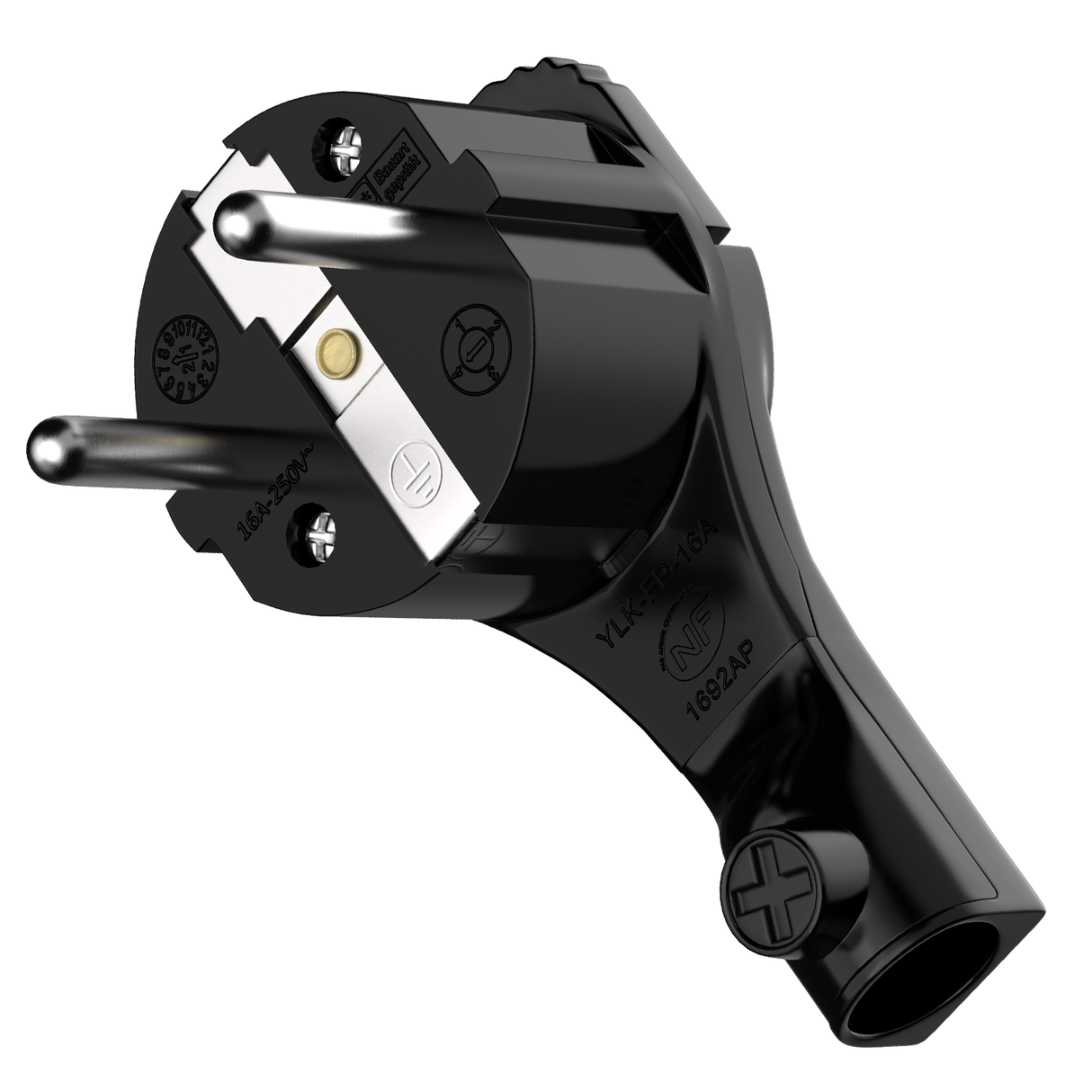 RedStar24 protective contact angle plug extra flat 8 mm – Schuko plug CEE 7/7 with folding handle – Black – Set of 1 to 10