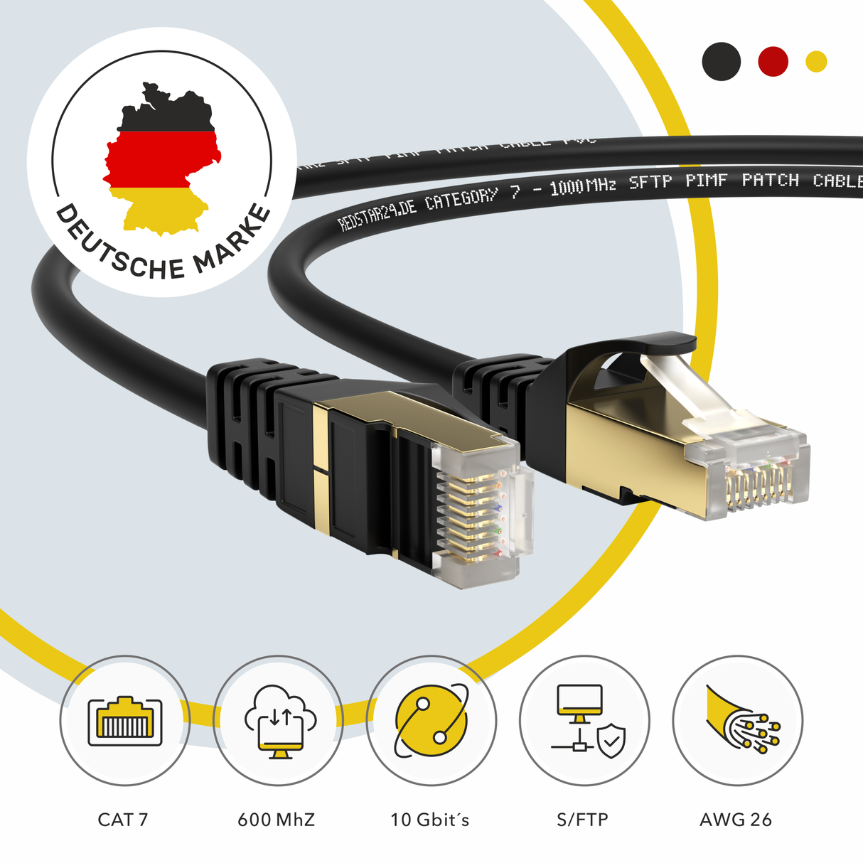 Flexibles CAT 7 LAN Kabel mit Knickschutz – RedStar24