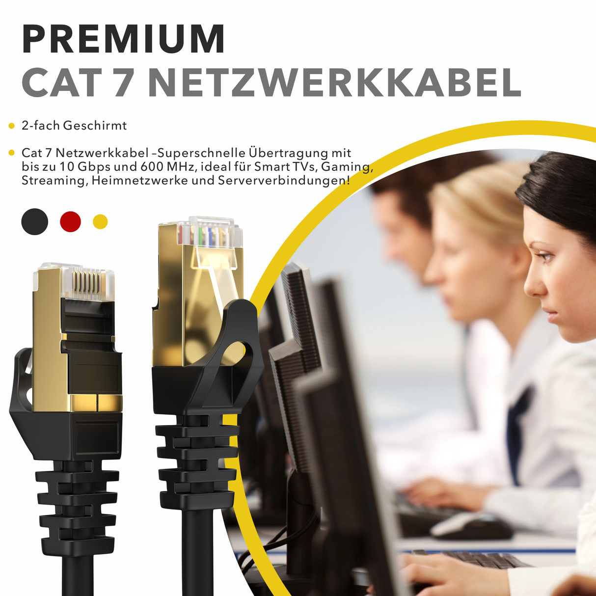 RJ45 Stecker CAT 7 Kabel vergoldet – Gigabit Netzwerk RedStar24
