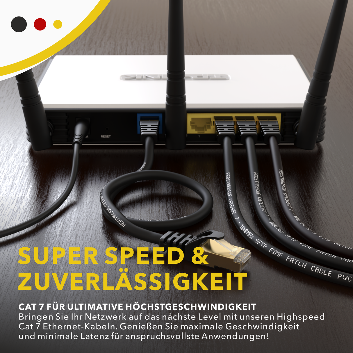 RedStar24 CAT 7 Patchkabel – Gigabit LAN Ethernet Kabel RJ45 (0,25m–20m, Schwarz/Weiß, 10 Gbit/s, 600 MH