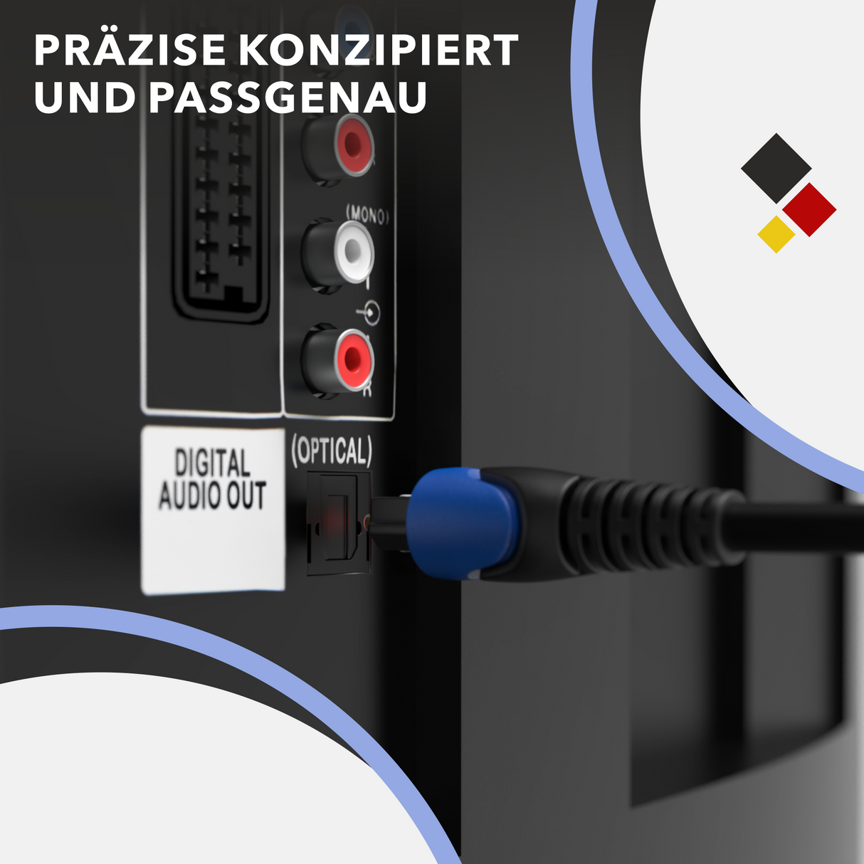 RedStar24 Toslink Audiokabel – Optisches Digital Audio Kabel (SPDIF, LWL) 1m–5m flexibel, vergoldete Kontakte