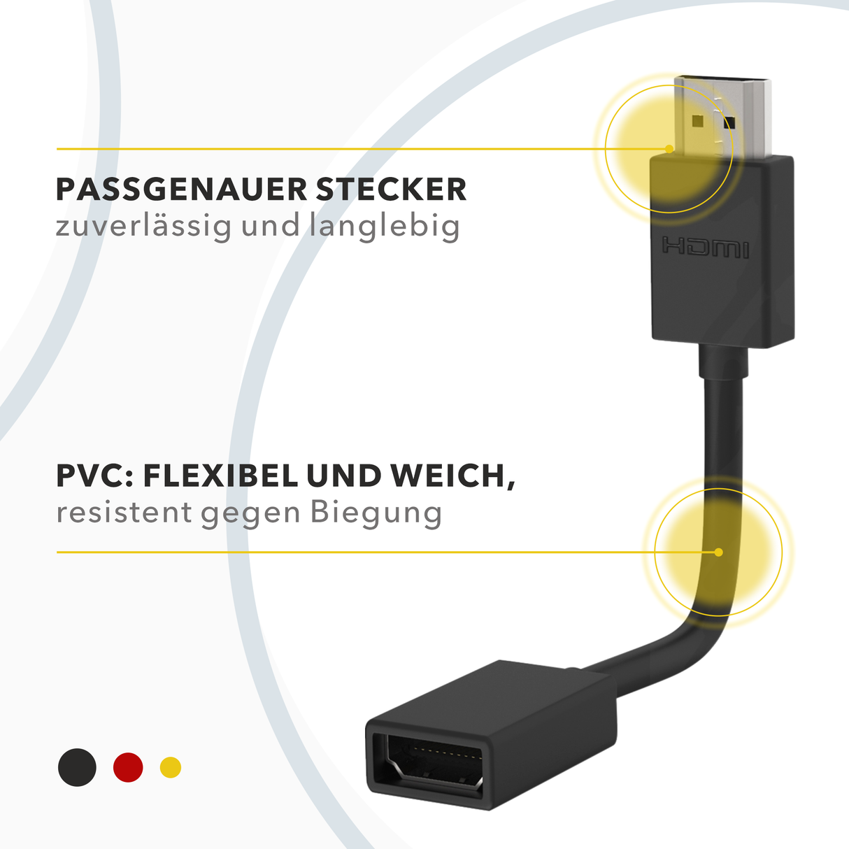 RedStar24 HDMI Verlängerung 12 cm – Fire TV Stick Kabel Adapter | HDMI Verlängerung für Chromecast, Roku, Xbox, PS4/PS5, TV & Monitor – 2 Stück