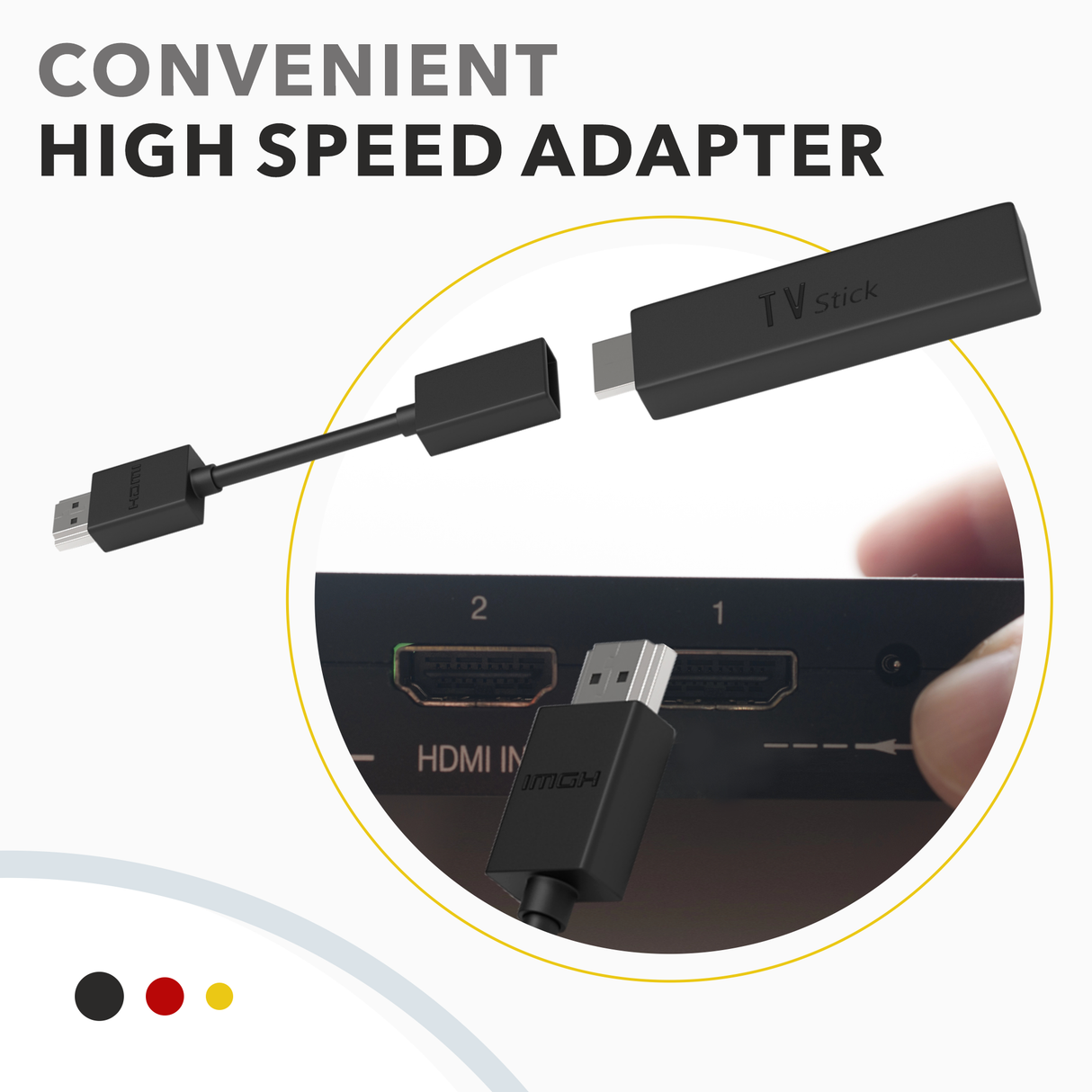 RedStar24 HDMI Verlängerung 12 cm – Fire TV Stick Kabel Adapter | HDMI Verlängerung für Chromecast, Roku, Xbox, PS4/PS5, TV & Monitor – 2 Stück