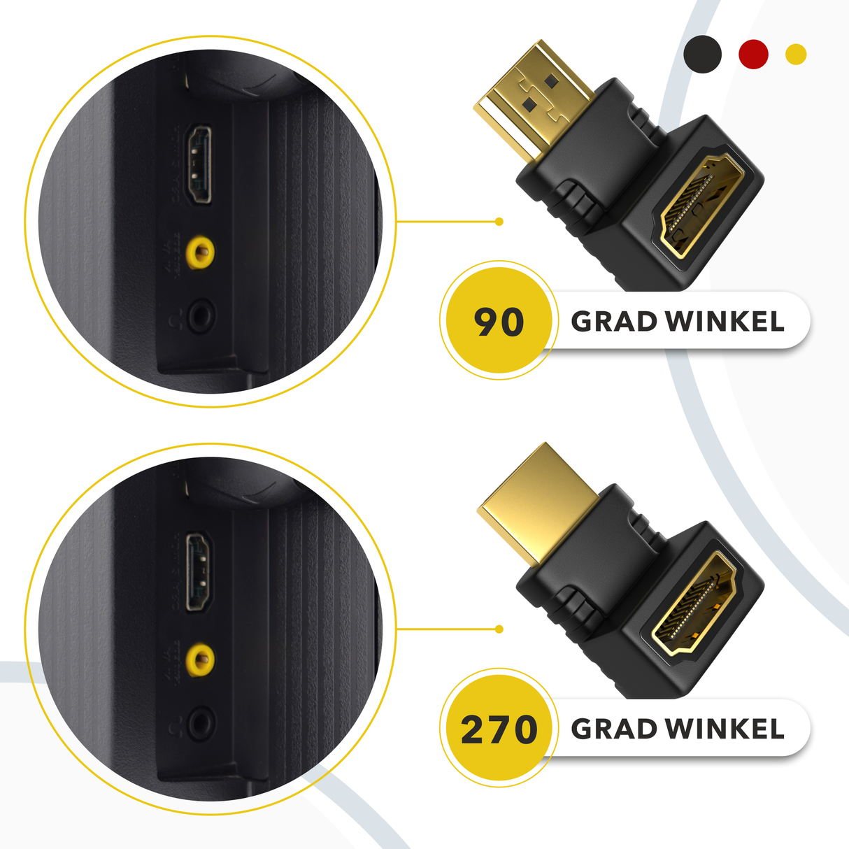 HDMI Winkeladapter 270° vergoldet – RedStar24
