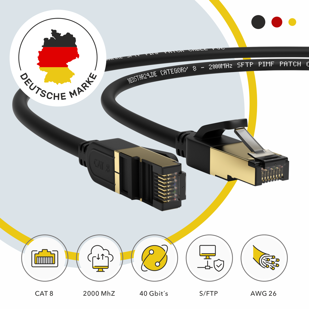 Flexibles CAT 8 LAN Kabel mit Knickschutz – RedStar24