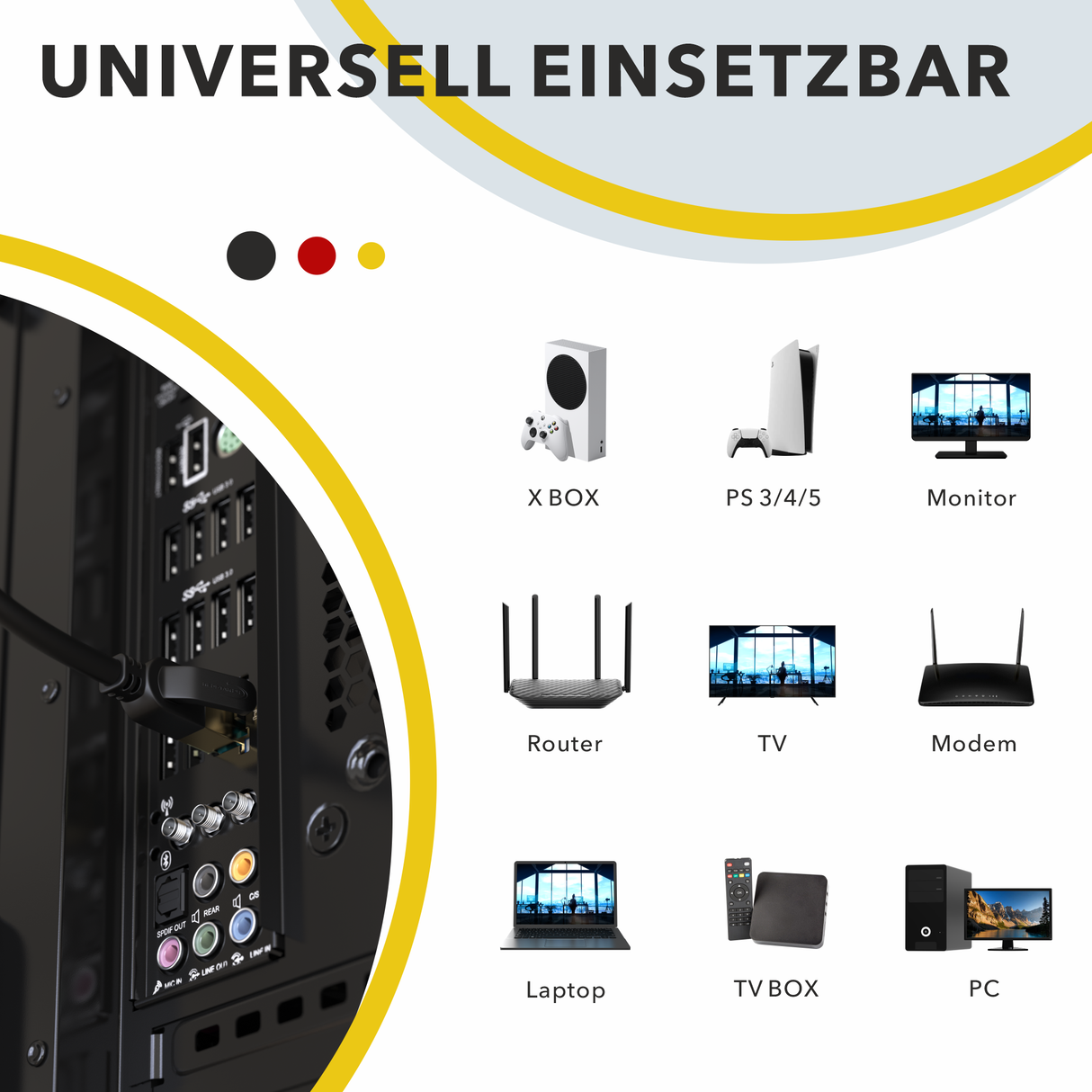 RedStar24 CAT 8 Patchkabel – S/FTP Ethernet LAN Kabel RJ45 (0,25m–20m, Schwarz/Weiß, 40 Gbit/s, 2000 MHz)