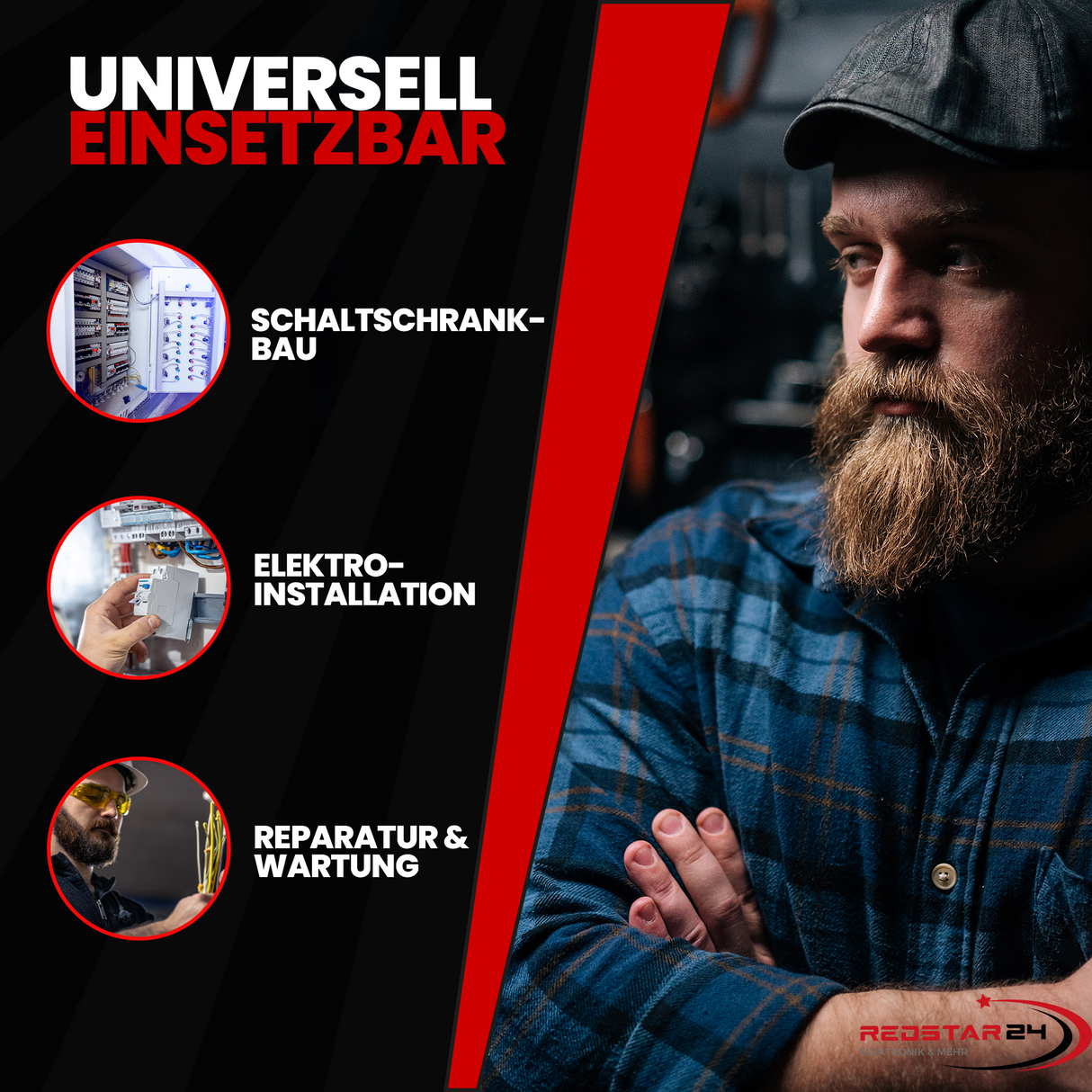 RedStar24 Crimpzange Set mit 700 Kabelschuhen – Flachstecker & Quetschverbinder in 27 Typen (0,5–6 mm²)