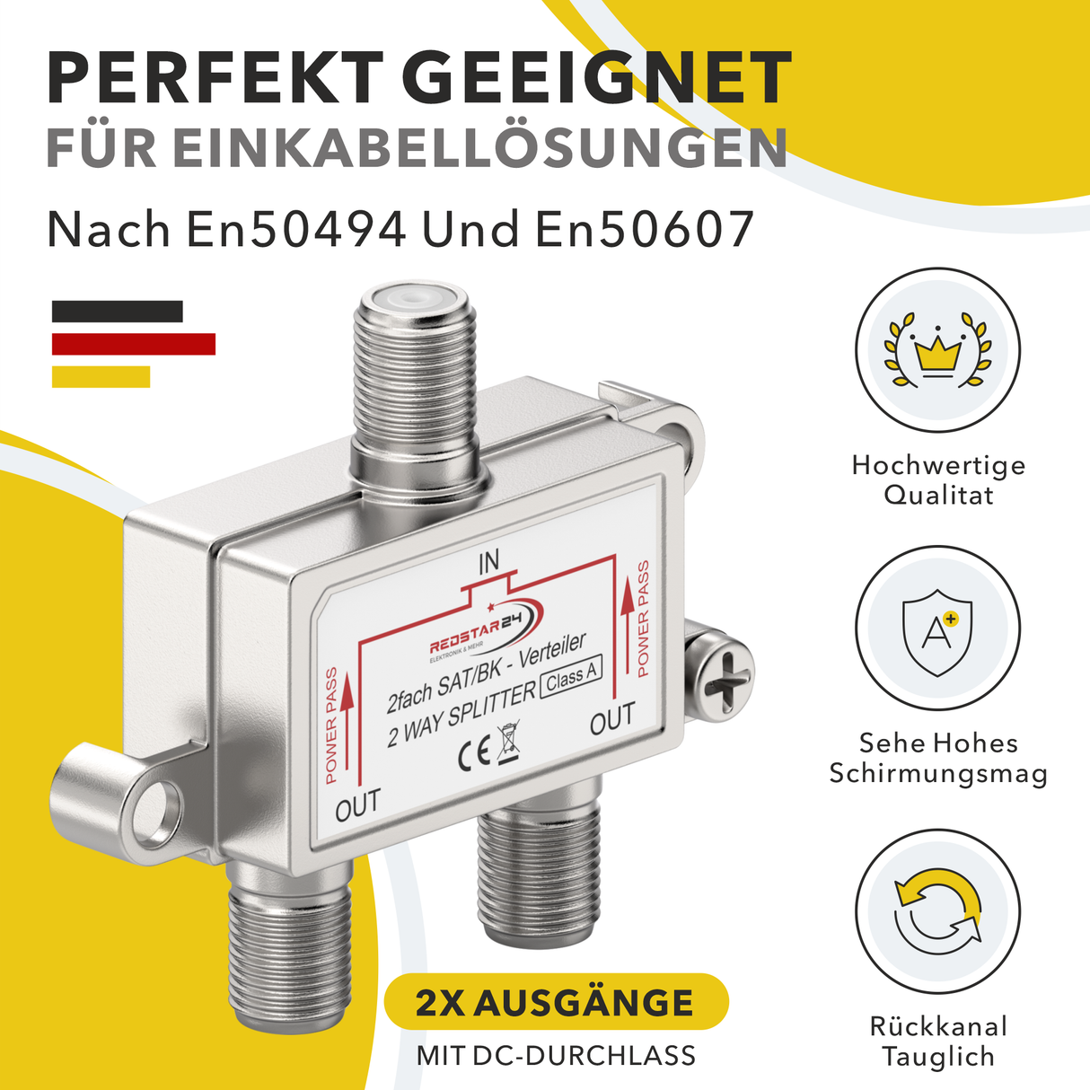 SAT Signalverteiler 2 Ausgänge – UHD 4K kompatibel