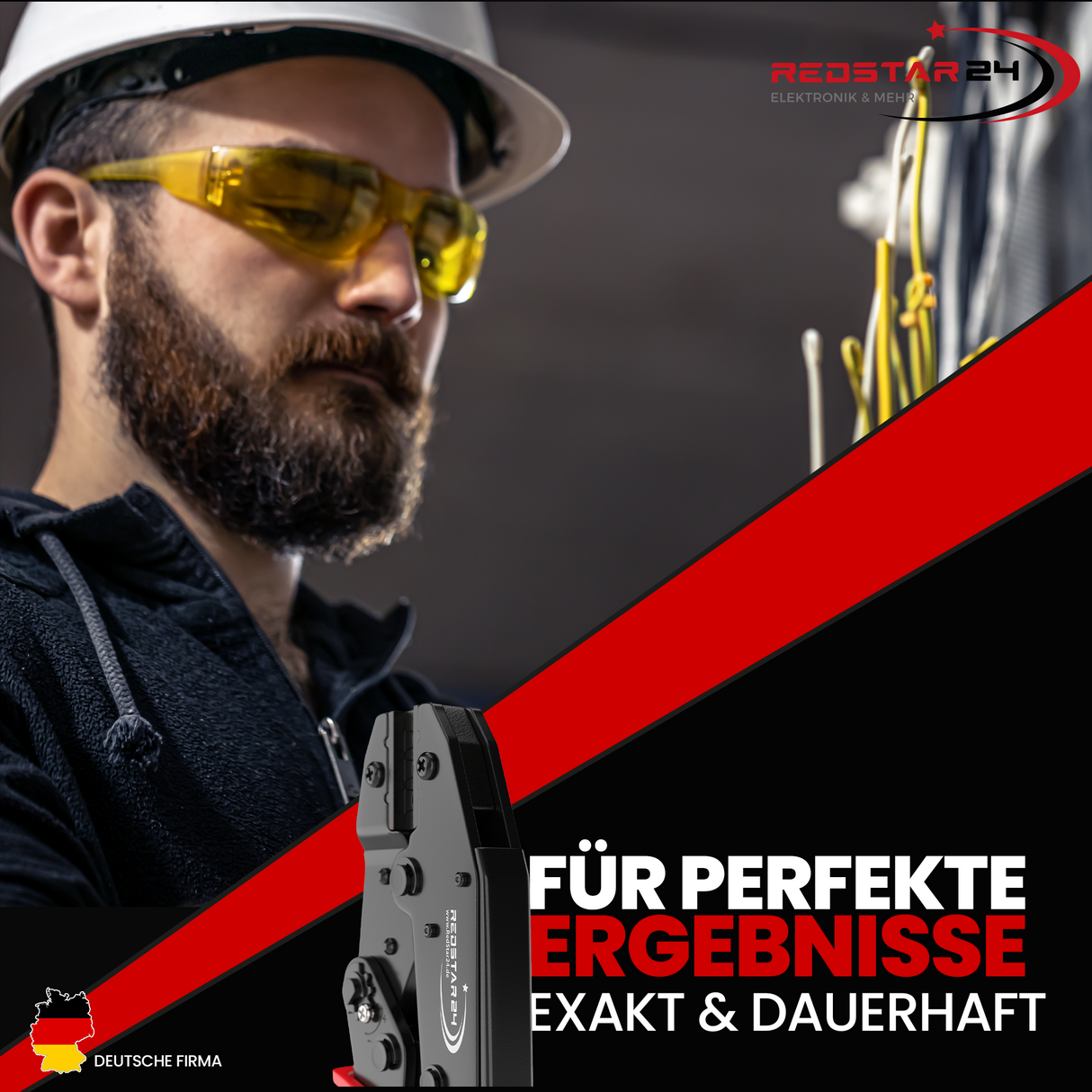 Solar-Werkzeugset RedStar24 – Crimpzange + 10 Paar Solarstecker IP67 für 2,5/4/6 mm²