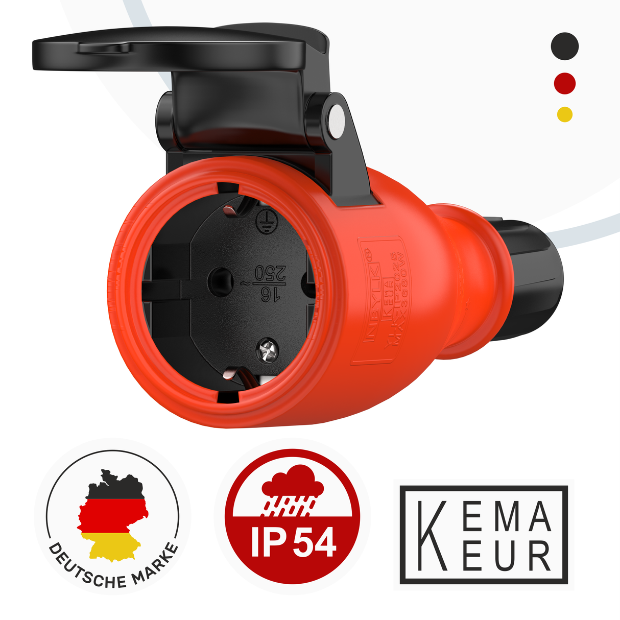 Robuste Schuko Steckdose Gummi Outdoor Kupplung RedStar24