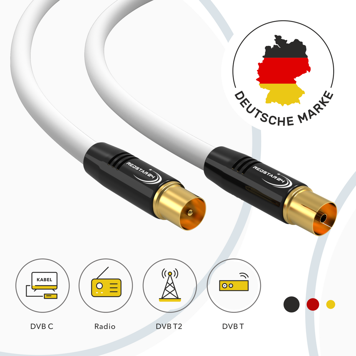 Koaxialkabel 135 dB Stecker auf Stecker vergoldet – RedStar24
