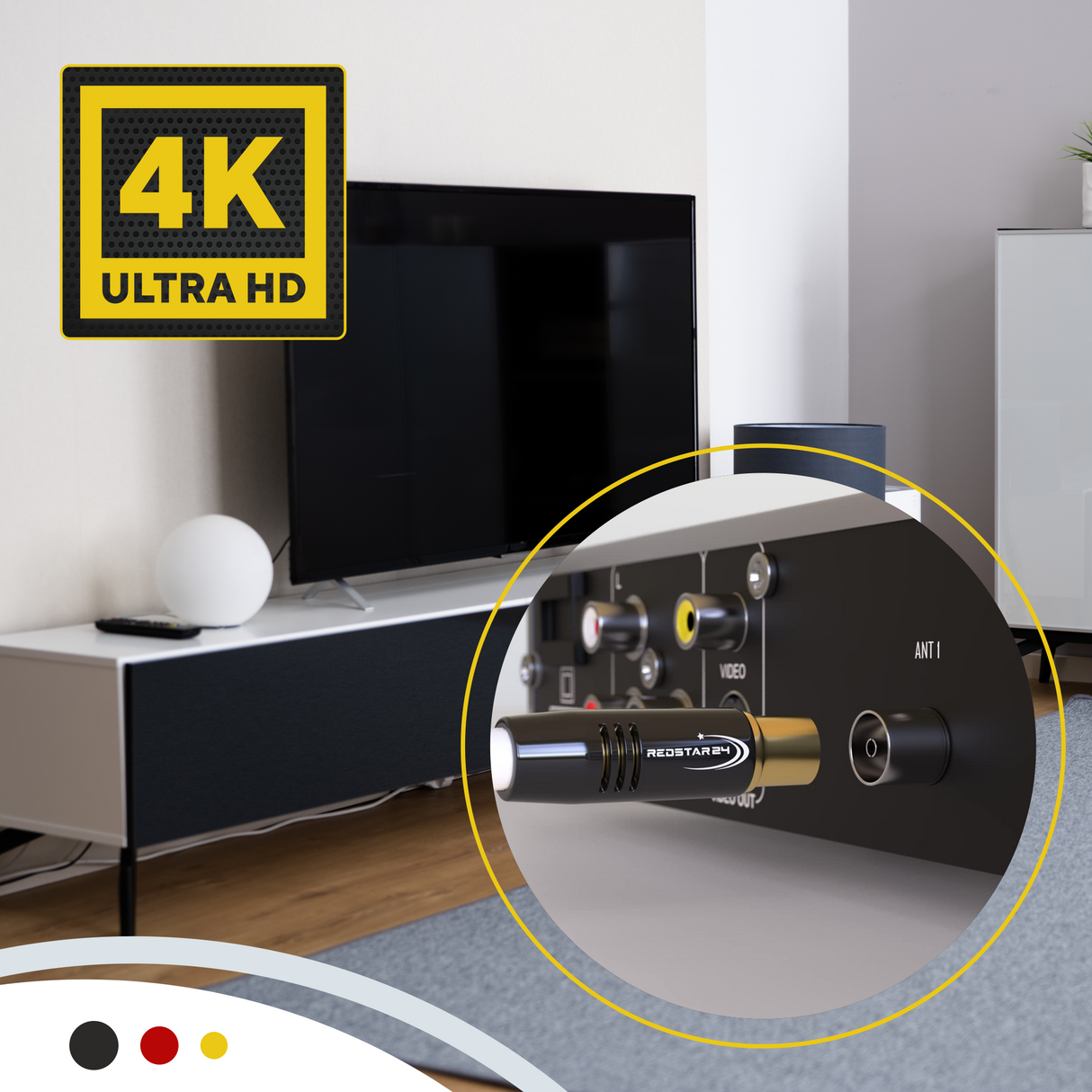 Antennenkabel Digital TV Kabel 135 dB Koax Stecker auf Stecker VERGOLDET HD 4K UHD 3D – Schwarz/Weiß – 1m bis 30m