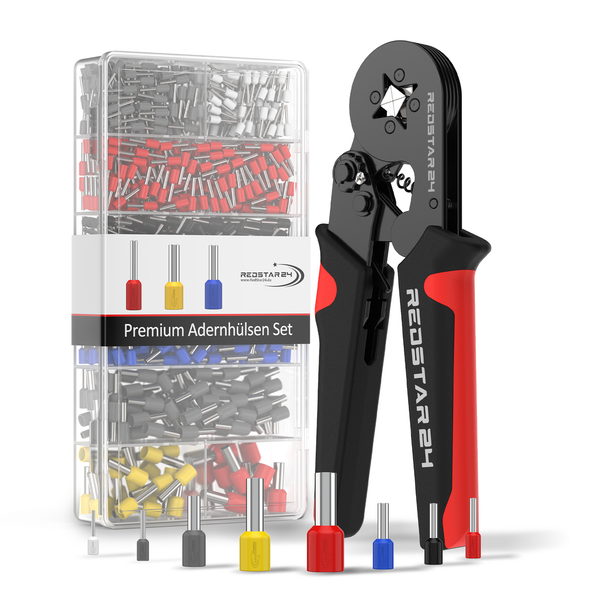 Crimpzange-Set mit 1800 Aderendhülsen (0,5–10 mm²) – RedStar24