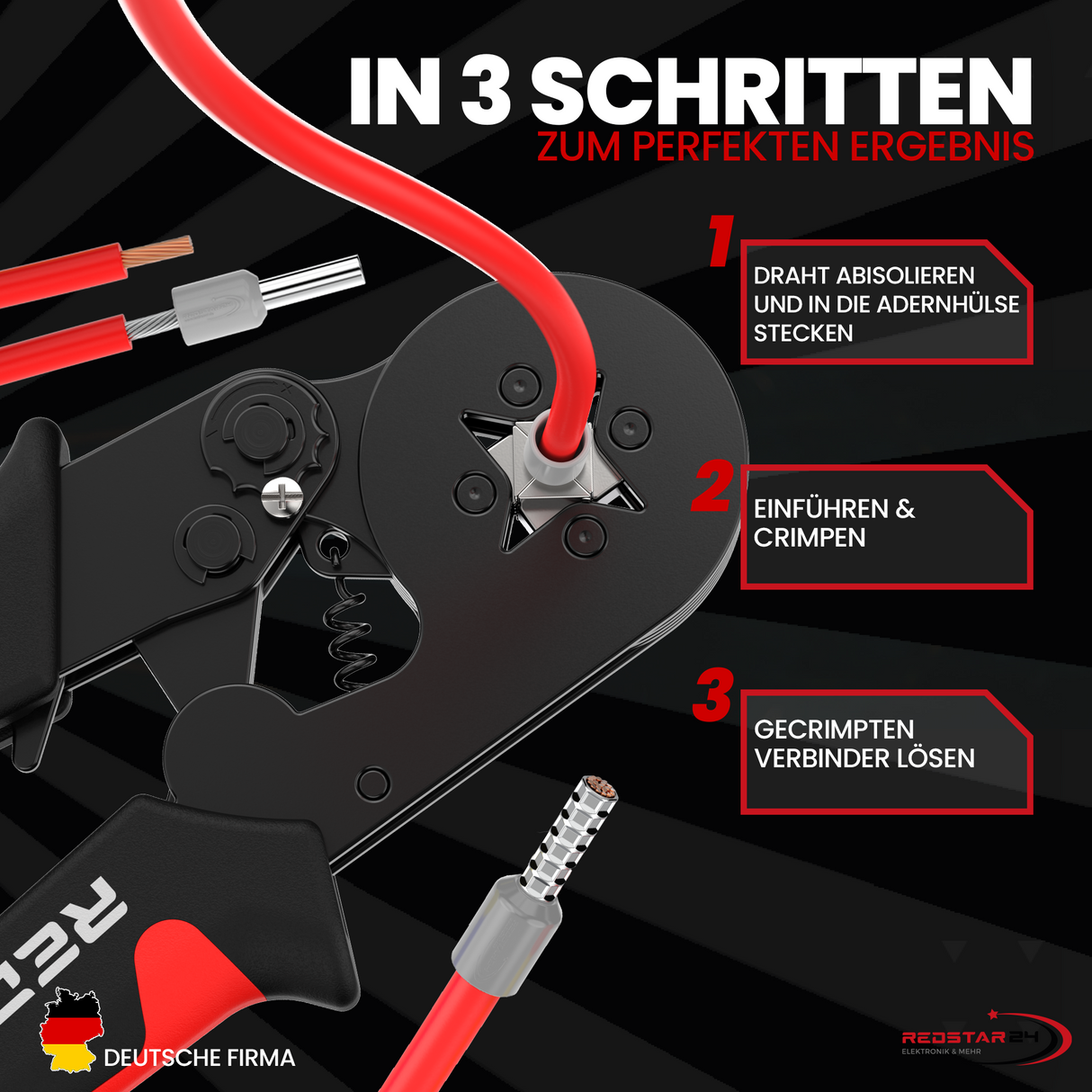 Farbcodierte Aderendhülsen in Sortierbox – Elektroinstallation