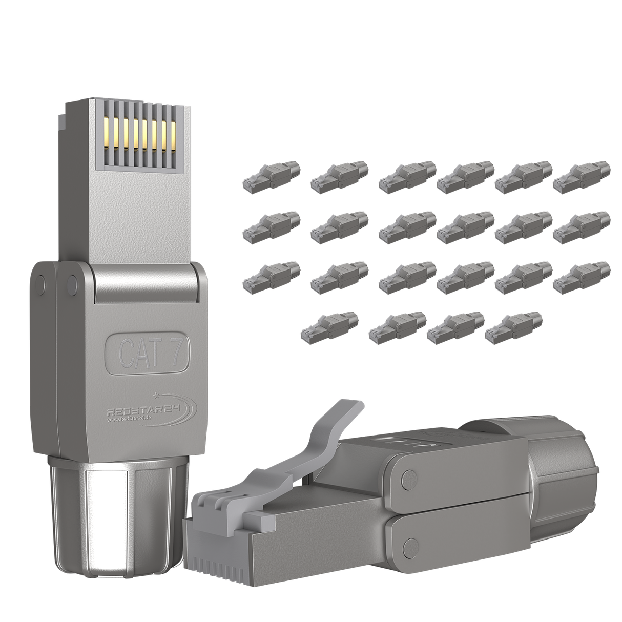 RedStar24 RJ45 Stecker werkzeuglos CAT 7 / CAT 6a – 10 Gbit/s, geschirmt, AWG 22–24