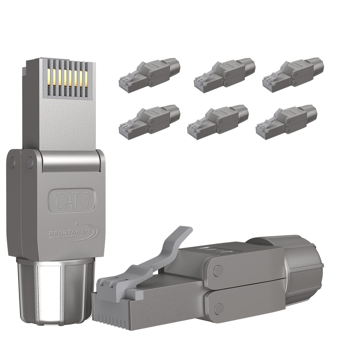 RedStar24 RJ45 Stecker werkzeuglos CAT 7 / CAT 6a – 10 Gbit/s, geschirmt, AWG 22–24