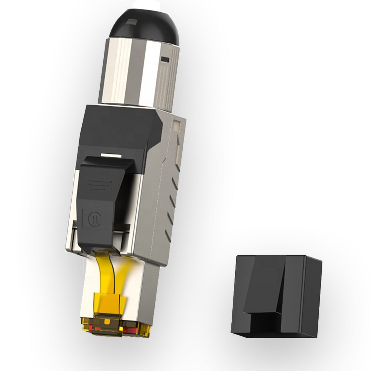 Geschirmter RJ45 Stecker Cat.8.1 – werkzeugfreie Montage, 40 Gbit/s