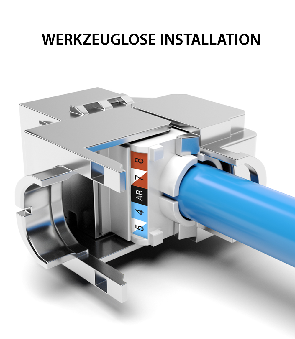 RJ45 Keystone Modul Cat.6A geschirmt – werkzeuglos – 1 bis 48 Stück Set – 10 Gbit/s LAN Modul | RedStar24