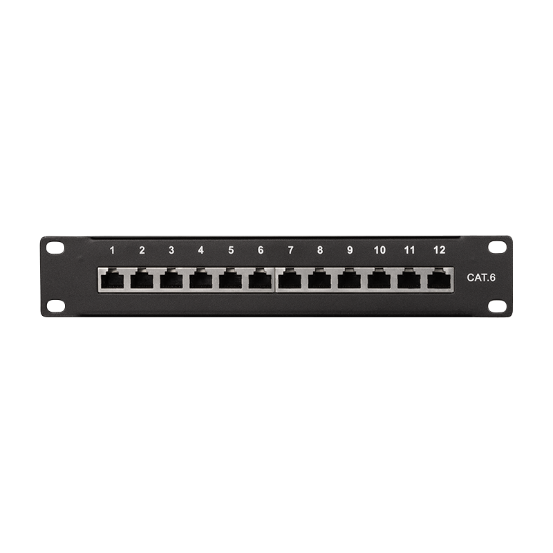 12-Port Cat.6 Patchpanel mit Zugentlastung – LogiLink
