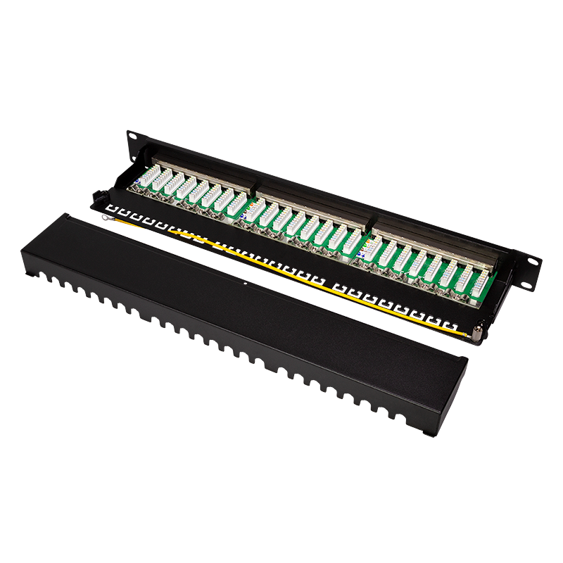 LogiLink Patchpanel Cat.6A – 24-Port RJ45, geschirmt, 19 Zoll, PoE/PoE+/PoE++, Schwarz (RAL 9005)