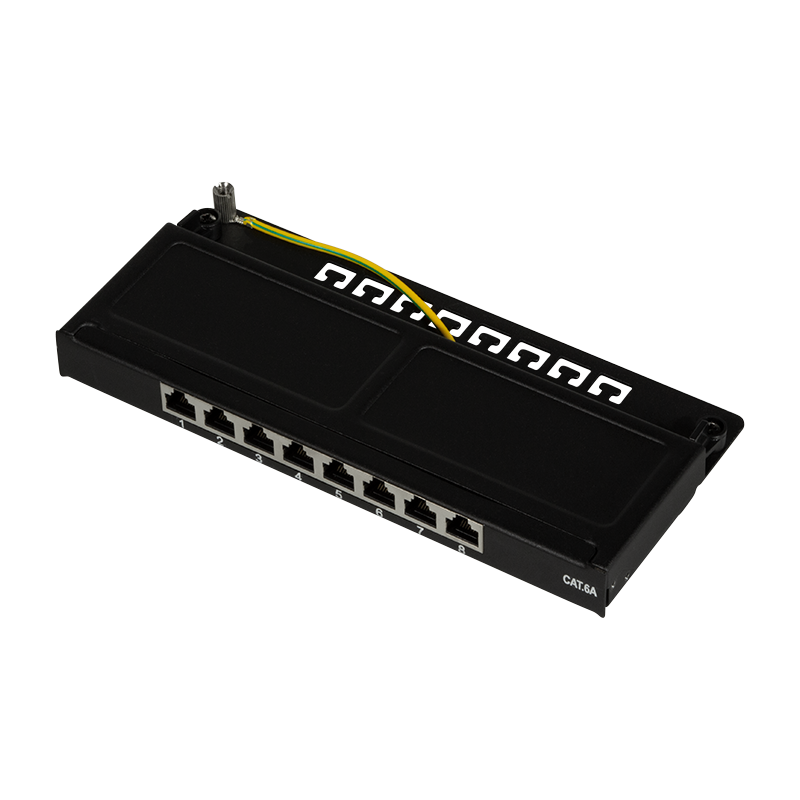 Kompaktes 8-Port Patchpanel für Desktop & Wand – Cat.6A, PoE++