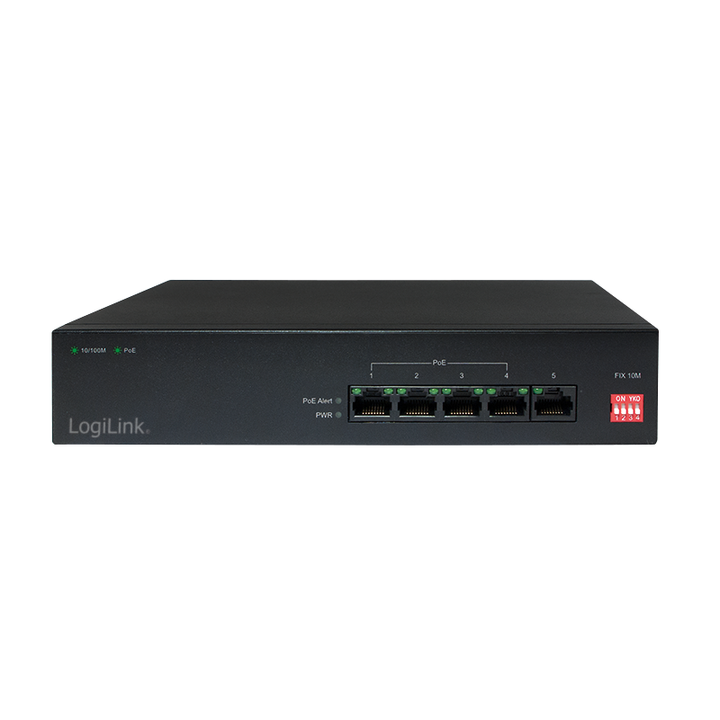 Kompakter 5-Port PoE Switch für IP-Kameras & Access Points – LogiLink