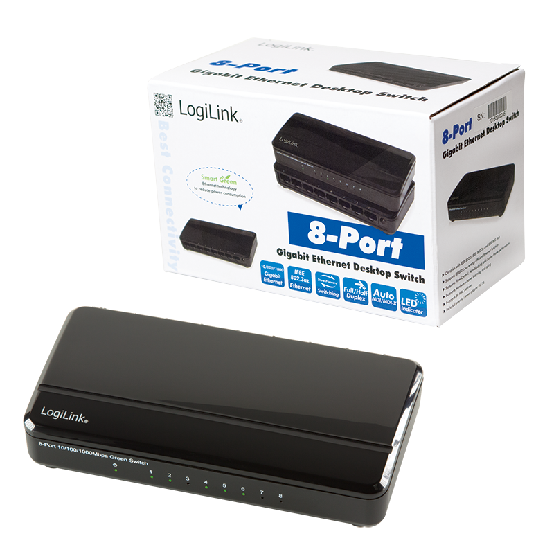 LogiLink 8-Port Netzwerk Switch mit LED-Anzeigen – NS0106
