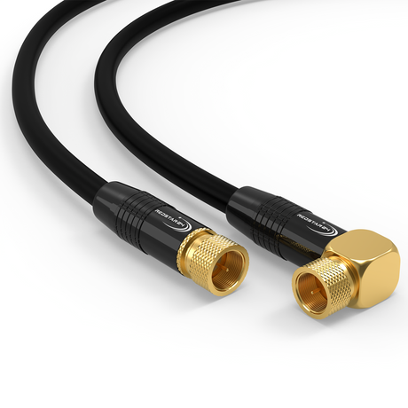Satellitenkabel 135 dB mit vergoldeten F-Steckern – 90° gewinkelt – schwarz
