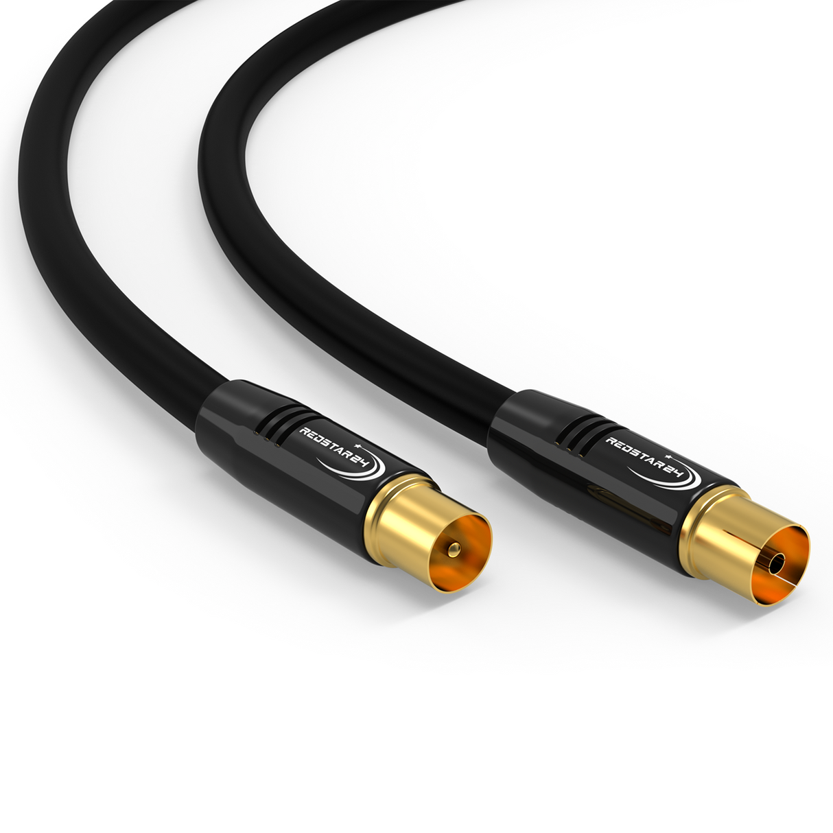 RedStar24 Antennenkabel Koax 135 dB vergoldet Stecker-Stecker schwarz