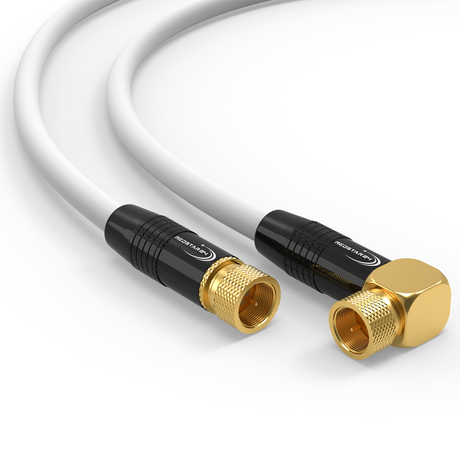 RedStar24 SAT Kabel 135 dB – 1x 90° Winkel F-Stecker und 1x F-Stecker – weiß