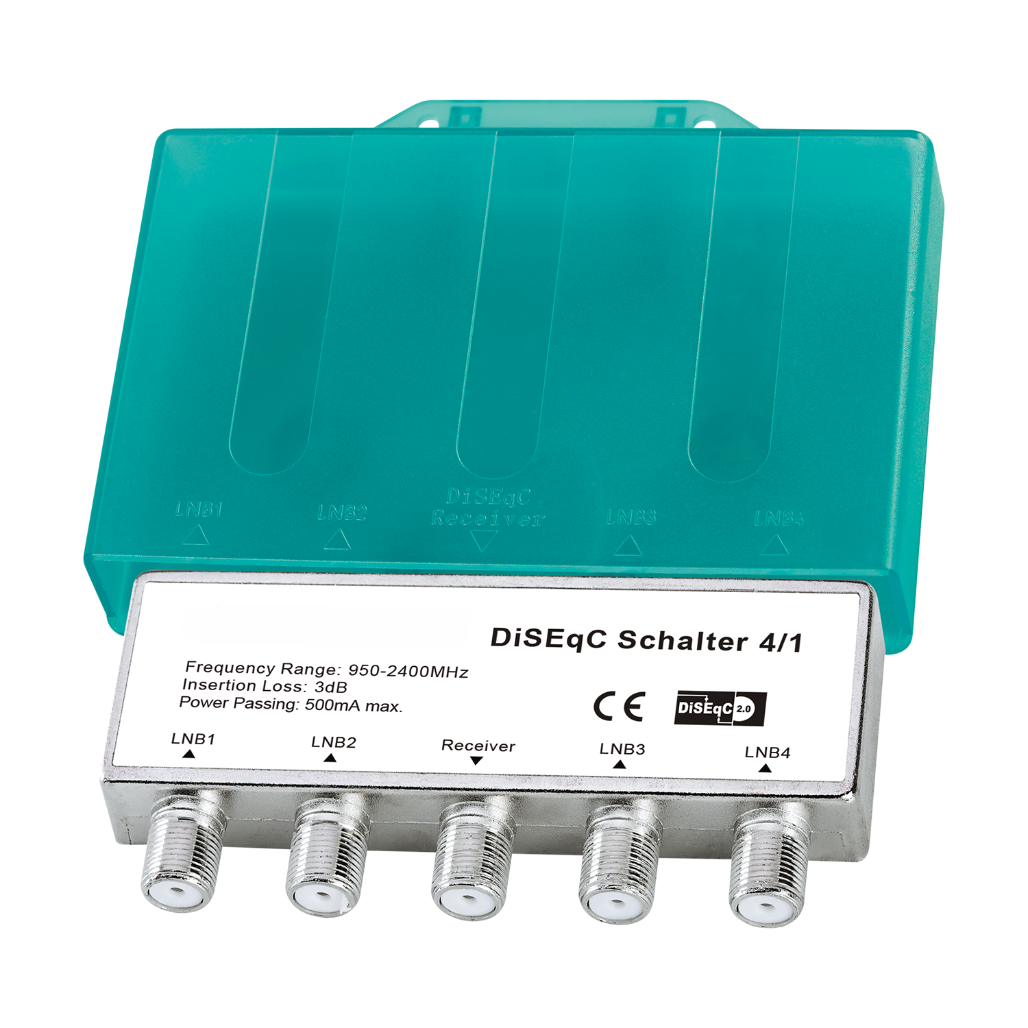 Megasat DiSEqC Schalter 4/1 – 4x1 SAT Switch für 4 LNBs – Full HD, 3D, UHD, 4K, Wetterschutzgehäuse
