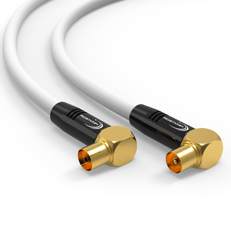 RedStar24 Antennenkabel 135 dB Doppel-Winkel Koax Stecker Buchse – Weiß