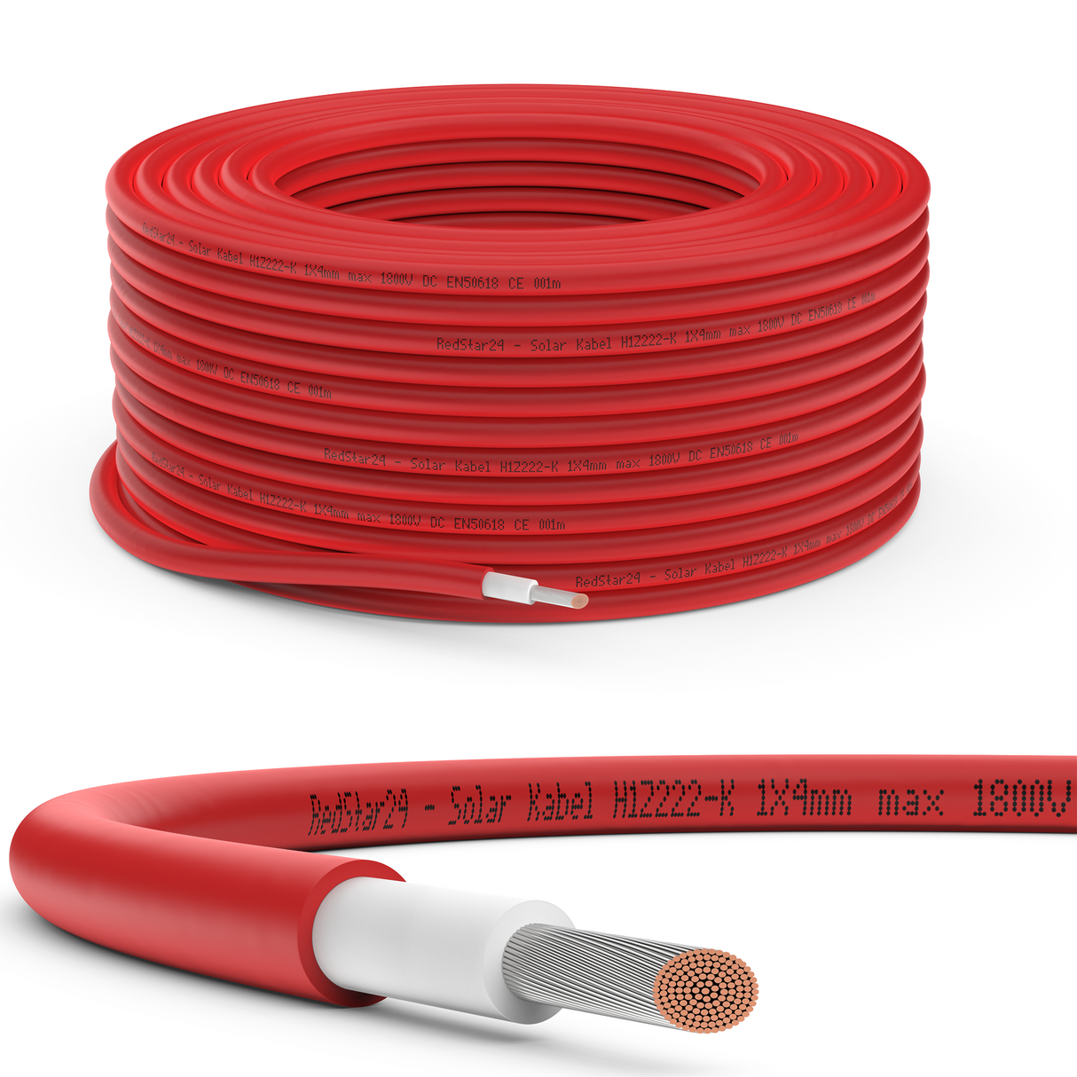 Solarkabel 6mm² – H1Z2Z2-K (PV1-F), rot/schwarz, 5–100 m