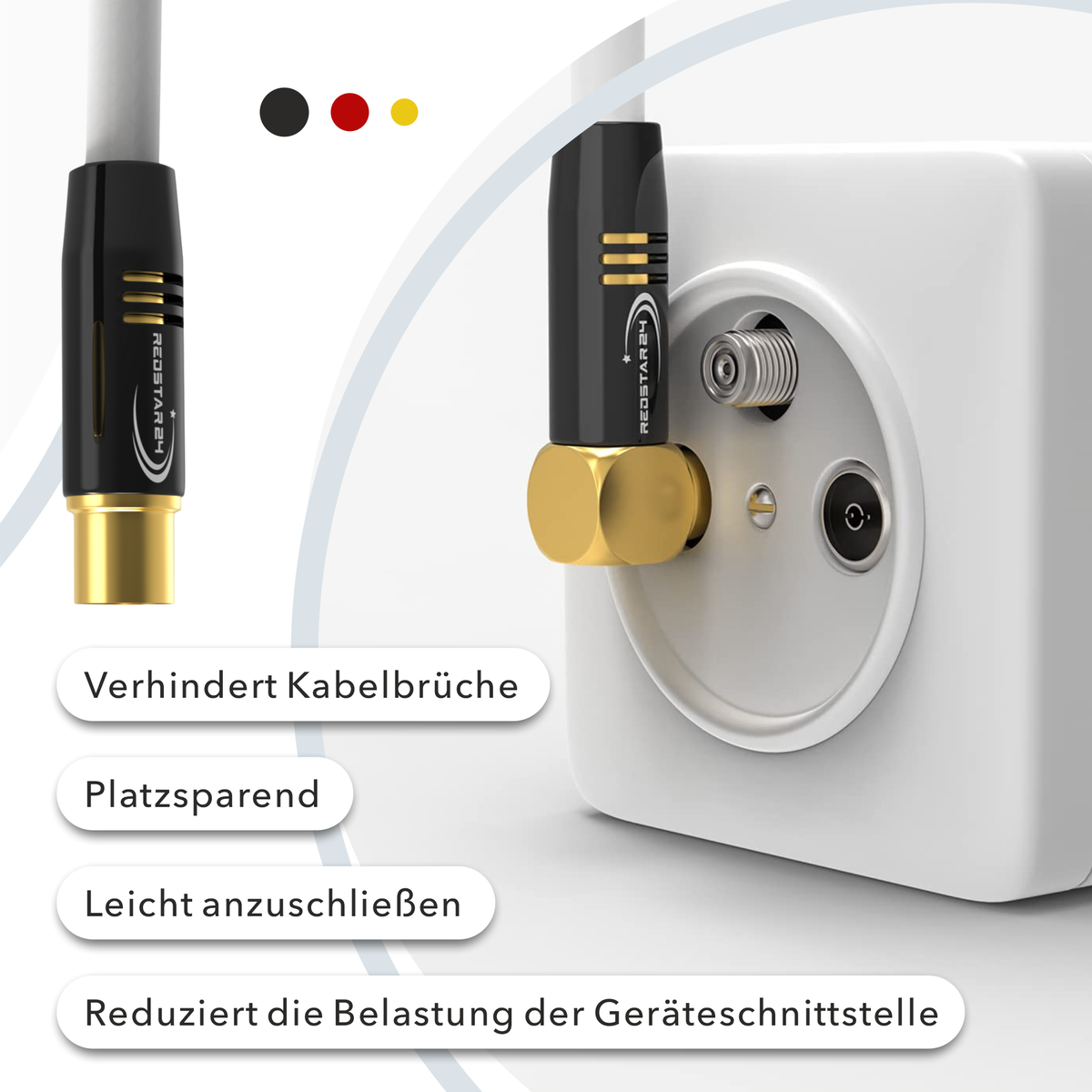 RedStar24 Câble d'antenne coaxial 135dB – HDTV, TNT, Radio, DAB, 4K UHD